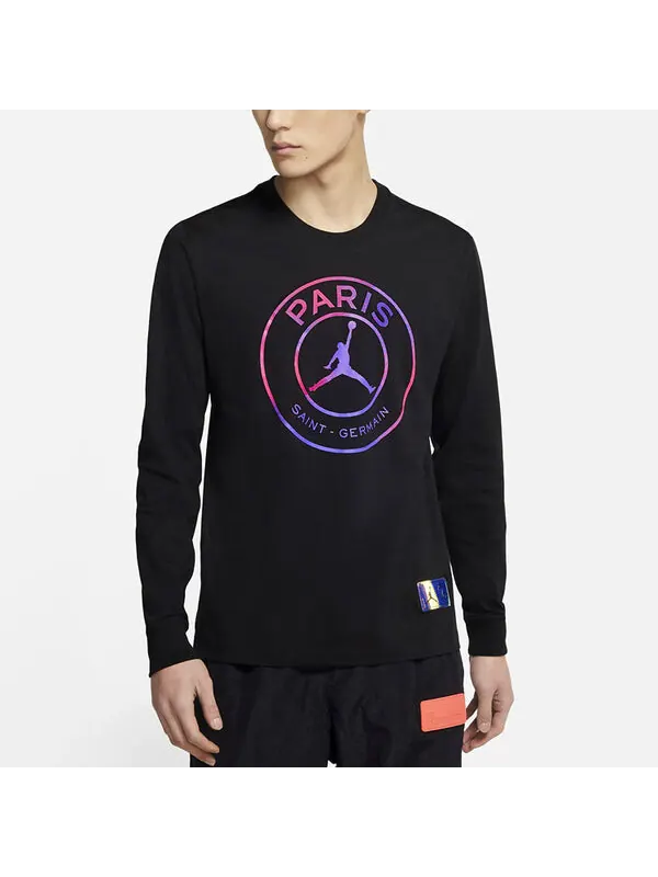 Футболка Paris Saint Germain с круглым вырезом и длинным рукавом, азиатские размеры Air Jordan — изображение 4 из 4, черный