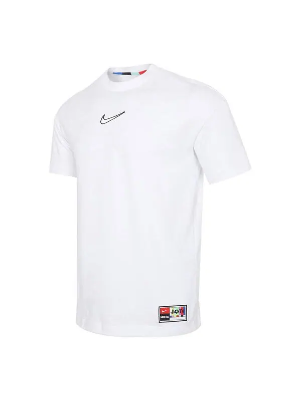Футболка men's logo embroidered woven label training sports short sleeve white t-shirt Nike — изображение 1 из 4, белый