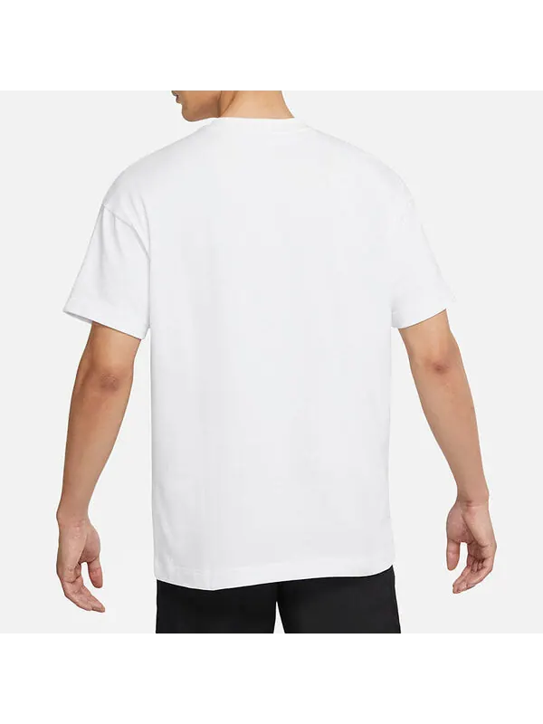 Футболка men's logo embroidered woven label training sports short sleeve white t-shirt Nike — изображение 4 из 4, белый