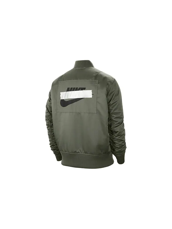 Куртка Nike Nsw Punk 3D logo aviator Jacket US Edition Gray Green — изображение 2 из 4, серый/зеленый