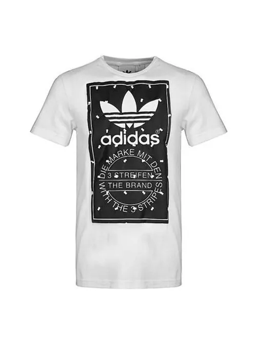 Футболка originals label tee logo printing sports short sleeve white Adidas — изображение 1 из 4, белый
