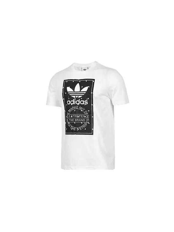 Футболка originals label tee logo printing sports short sleeve white Adidas — изображение 2 из 4, белый