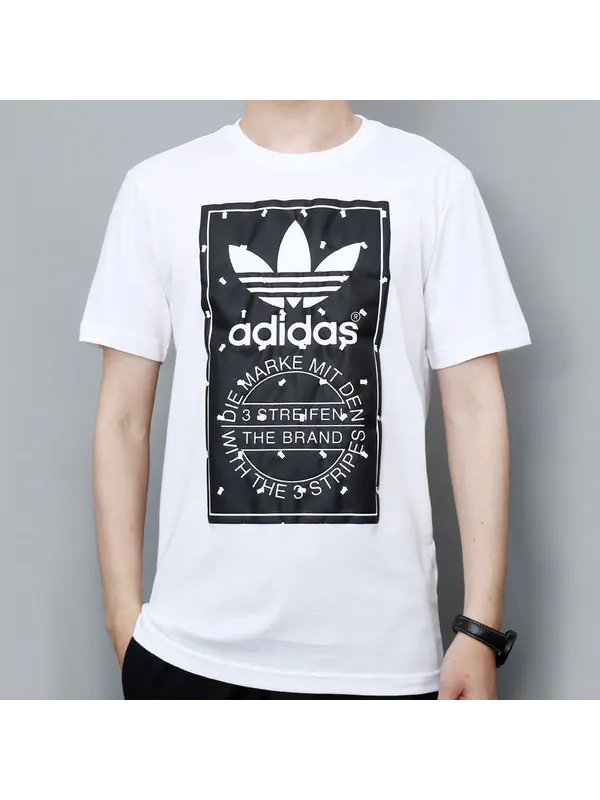 Футболка originals label tee logo printing sports short sleeve white Adidas — изображение 4 из 4, белый