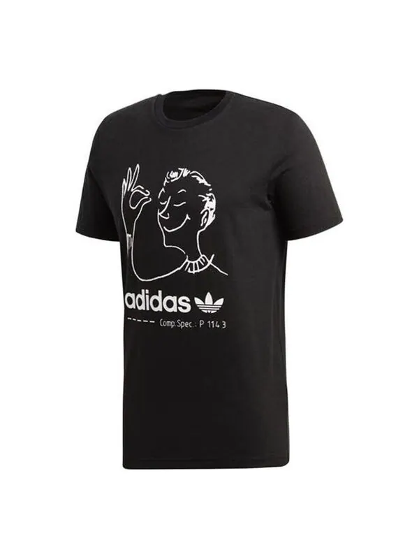 Футболка Men's adidas originals Hand Painted Character Logo Round Neck Cartoon Short Sleeve Black — изображение 1 из 4