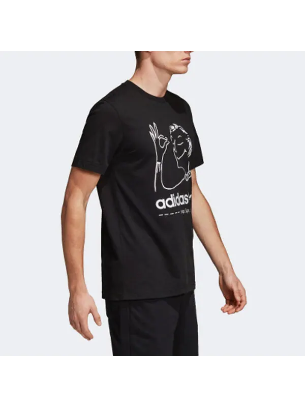 Футболка Men's adidas originals Hand Painted Character Logo Round Neck Cartoon Short Sleeve Black — изображение 4 из 4