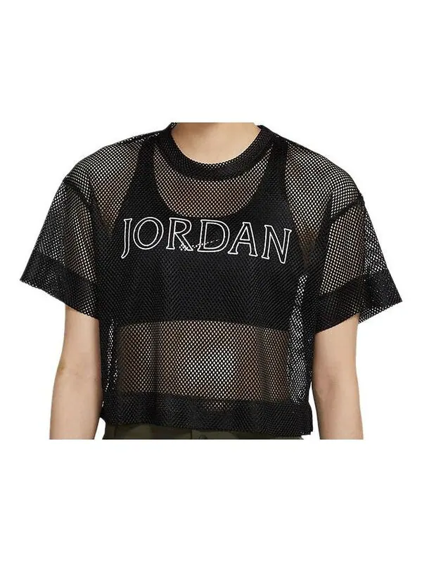 Футболка спортивная стильные сетчатые с коротким рукавом Air Jordan — изображение 1 из 4, черный