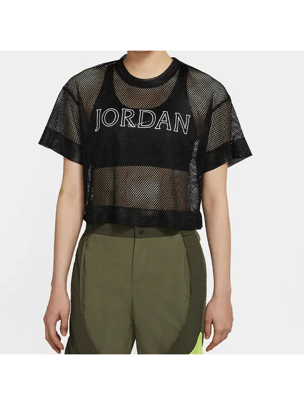 Футболка спортивная стильные сетчатые с коротким рукавом Air Jordan — изображение 3 из 4, черный