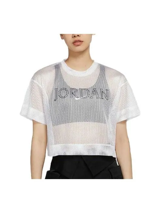 Футболка спортивная стильные сетчатые с коротким рукавом Air Jordan — изображение 1 из 4, белый