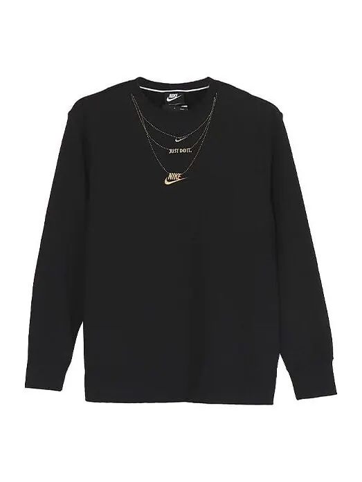 Свитер sportswear embroidered small logo fleece lined stay warm casual round neck pullover hoodie black Nike, черный