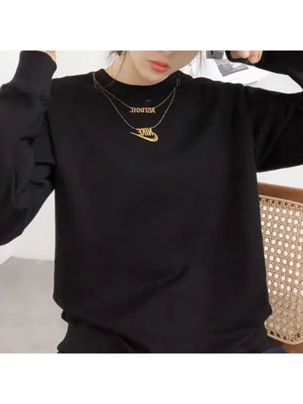 Свитер sportswear embroidered small logo fleece lined stay warm casual round neck pullover hoodie black Nike, черный