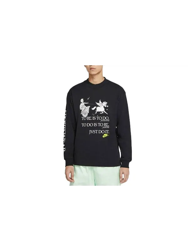 Толстовка Nike Sportswear Printing Knit Round Neck Sports Black — изображение 3 из 4, черный
