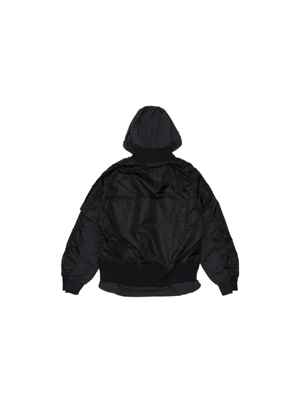 Куртка x sacai double layer contrasting hooded jacket asia sizing 'black' Nike — изображение 2 из 4, черный
