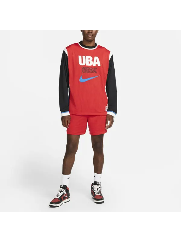 Футболка long-shooting top contrasting colors printing pattern basketball long sleeves asia edition red Nike, красный