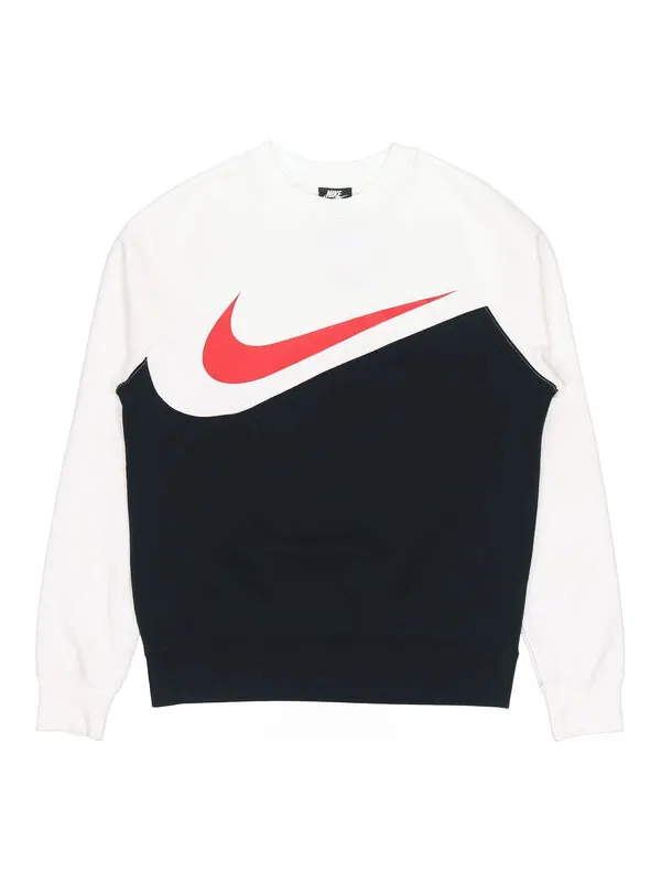 Толстовка Nike Sportswear Swoosh Casual Round Neck Pullover Sports Black White — изображение 1 из 4, черный / белый