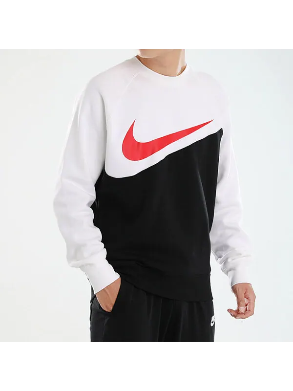 Толстовка Nike Sportswear Swoosh Casual Round Neck Pullover Sports Black White — изображение 3 из 4, черный / белый