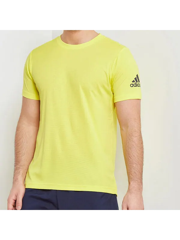Футболка adidas Training Sports Round Neck Short Sleeve Yellow — изображение 4 из 4, желтый