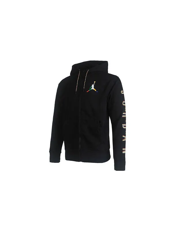 Куртка Air Jordan Zipper Cardigan Hooded Jacket Men's Black — изображение 3 из 4, черный