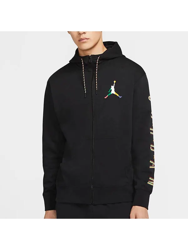 Куртка Air Jordan Zipper Cardigan Hooded Jacket Men's Black — изображение 4 из 4, черный