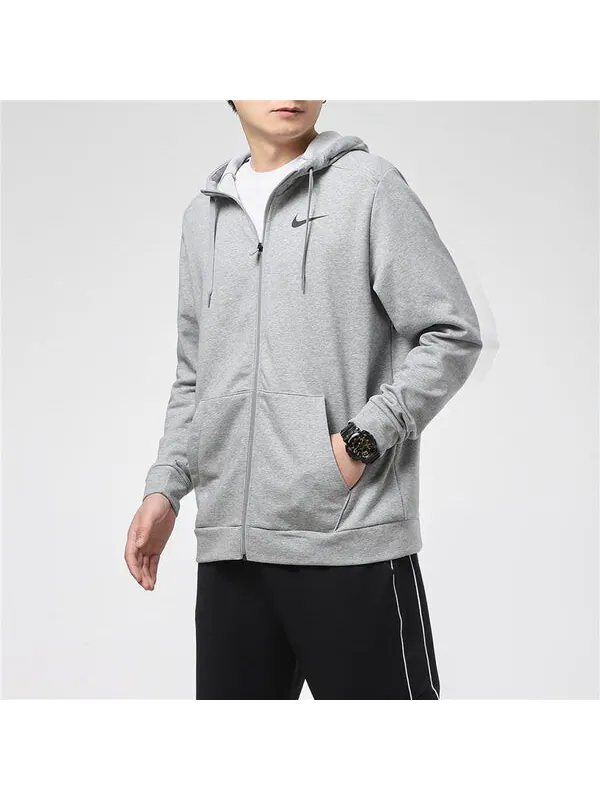 Куртка men's mnk dry hoodie fzflc casual sports hooded jacket light grey Nike — изображение 3 из 4, серый