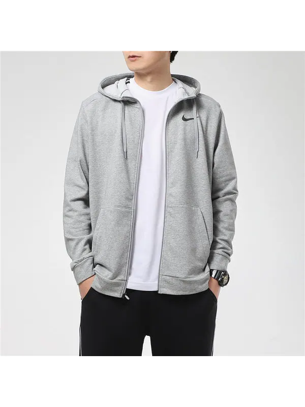 Куртка men's mnk dry hoodie fzflc casual sports hooded jacket light grey Nike — изображение 4 из 4, серый