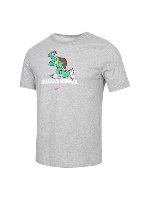 Футболка dri fit черепаховый дышащий пот принт бег короткий рукав для мужчин Nike — изображение 1 из 4, серый