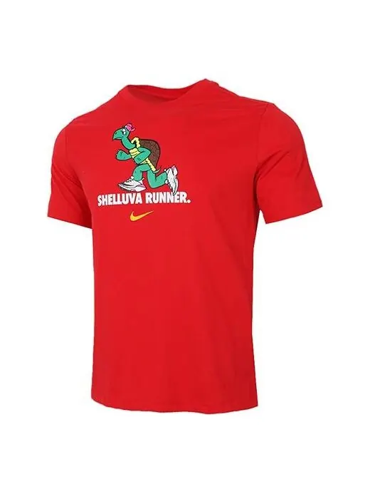 Футболка dri-fit tortoise printing quick dry sports round neck short sleeve large red Nike — изображение 1 из 4, красный