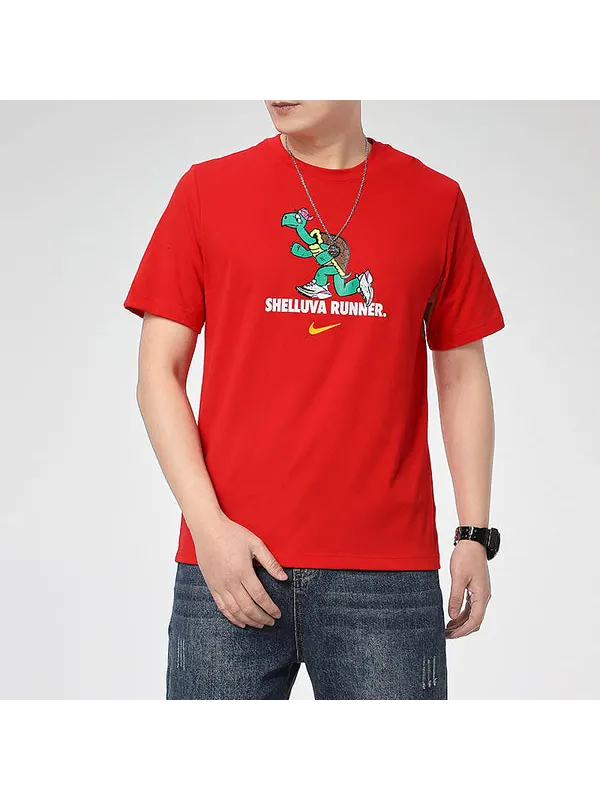 Футболка dri-fit tortoise printing quick dry sports round neck short sleeve large red Nike — изображение 3 из 4, красный