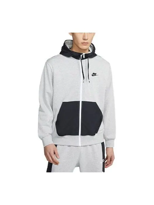 Толстовка Nike Sportswear Cardigan Splicing Hooded Jacket Gray — изображение 1 из 3, серый