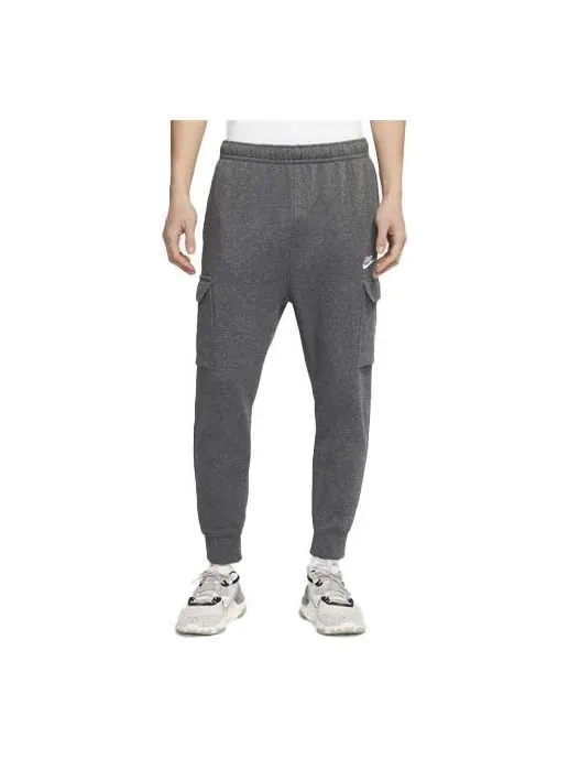 Брюки mens sportswear club french terry overall ankle banded sports pants grey gray Nike — изображение 1 из 3, серый