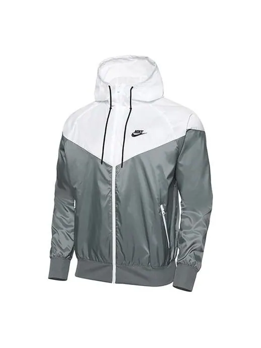 Куртка sport zipper hoodie wind-proof jacket men's greywhite Nike — изображение 1 из 4, серо-белый
