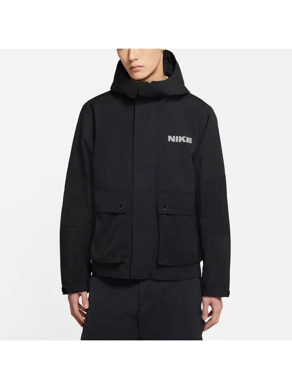 Куртка sportswear city made multiple pockets logo sports woven hooded jacket black Nike — изображение 4 из 4, черный