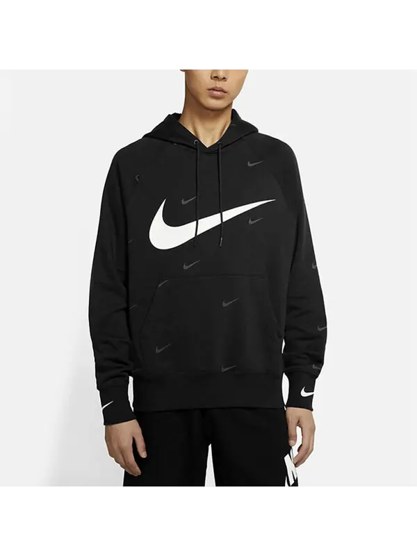 Толстовка Nike Sportswear Swoosh Po Sbb 'Black White' — изображение 3 из 4, черный/черный/белый