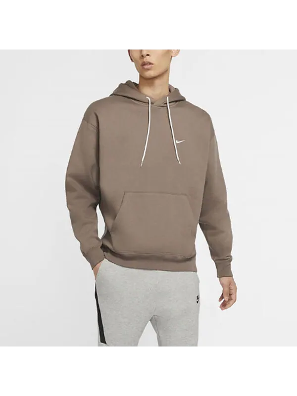 Толстовка Men's Nike Logo Embroidered Solid Color Fleece Lined Casual Pullover Brown — изображение 3 из 3, мульти