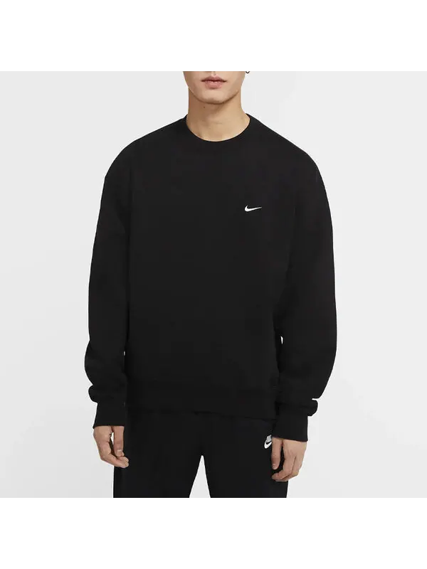Толстовка Nike Lab Fleece Crew Solid Color Stay Warm Sports Round Neck Pullover Black — изображение 3 из 4, черный