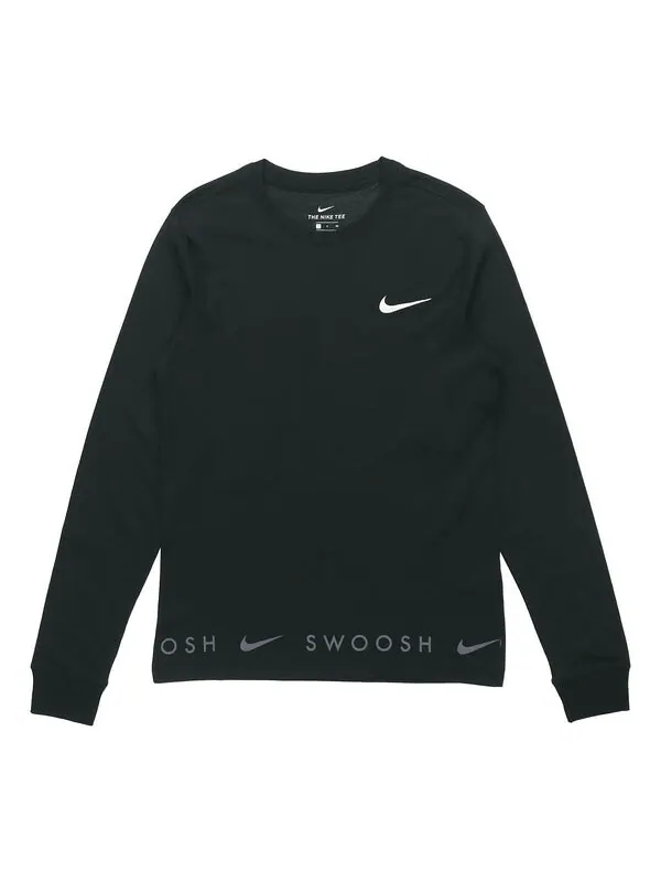Футболка спортивная с надписью swoosh casual sports с круглым вырезом и длинным рукавом Nike — изображение 1 из 4, черный