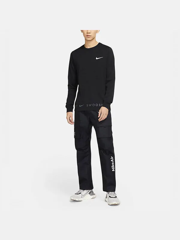 Футболка спортивная с надписью swoosh casual sports с круглым вырезом и длинным рукавом Nike — изображение 3 из 4, черный