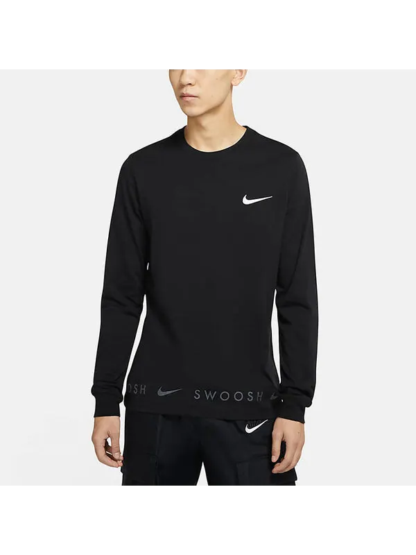 Футболка спортивная с надписью swoosh casual sports с круглым вырезом и длинным рукавом Nike — изображение 4 из 4, черный