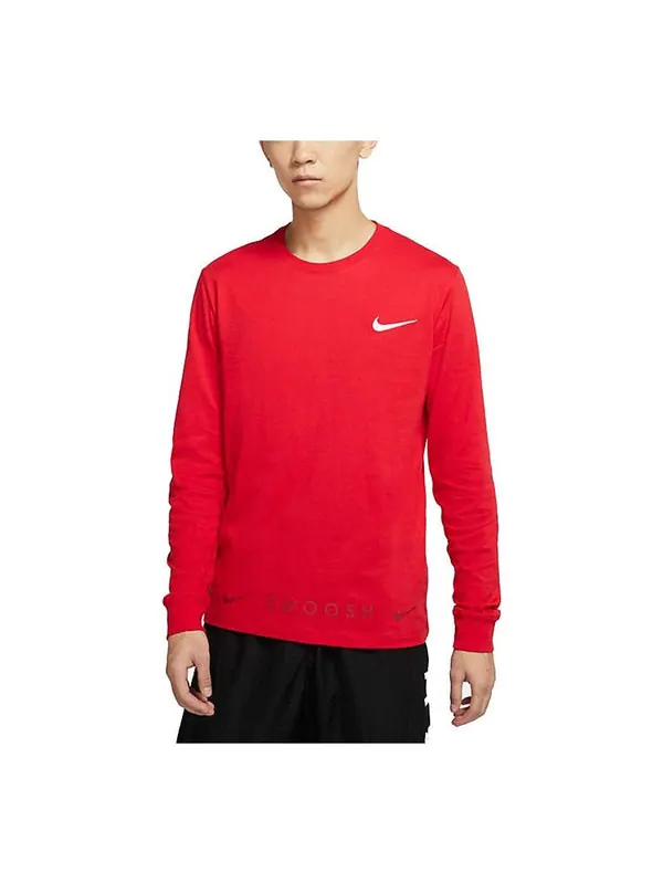 Футболка mens sportswear swoosh casual sports crew-neck long sleeve red Nike — изображение 1 из 3, красный