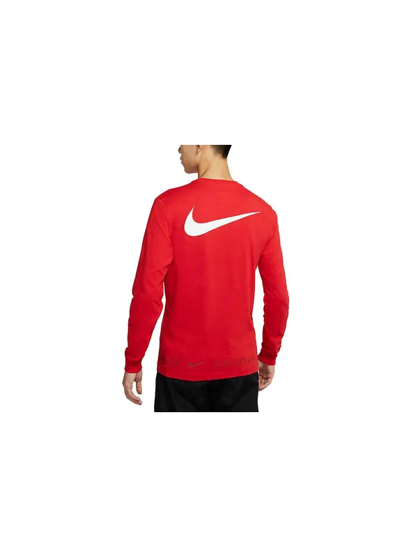 Футболка mens sportswear swoosh casual sports crew-neck long sleeve red Nike — изображение 2 из 3, красный