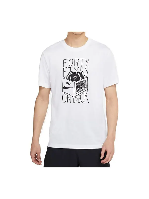 Футболка dri-fit sports training printing pattern quick dry round neck short sleeve white Nike — изображение 1 из 3, белый