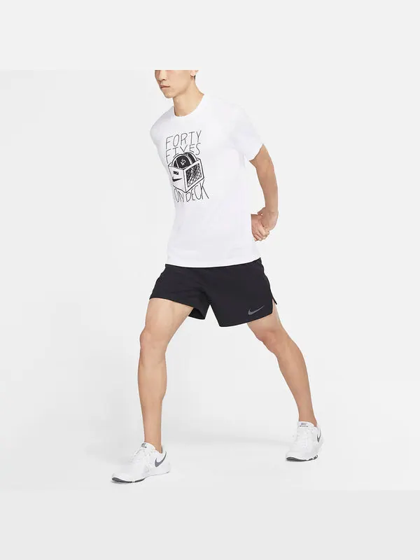 Футболка dri-fit sports training printing pattern quick dry round neck short sleeve white Nike — изображение 2 из 3, белый