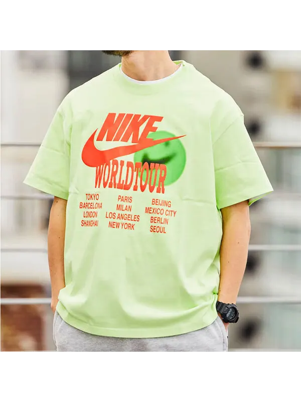 Футболка sportswear sports printing pattern short sleeve fluorescent green Nike — изображение 3 из 4, зеленый