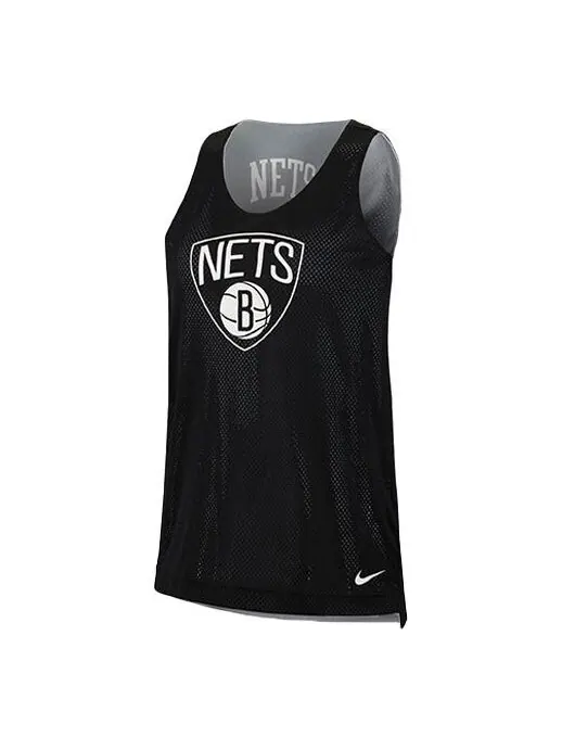 Майка (WMNS) Nike x NBA Brooklyn Nets Reversible Training Jersey 'Black Grey' — изображение 1 из 4, черный/серебристый/белый