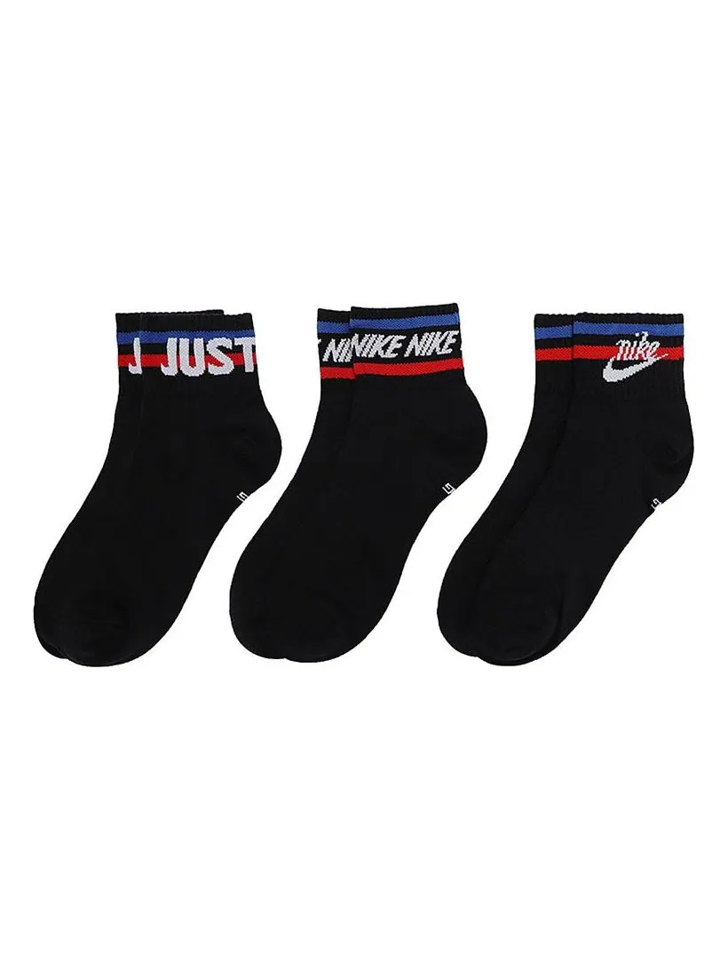 Носки Nike Athleisure Casual Sports Breathable Mid Tops Socks Couple Style 3 Pairs Black — изображение 1 из 6, черный