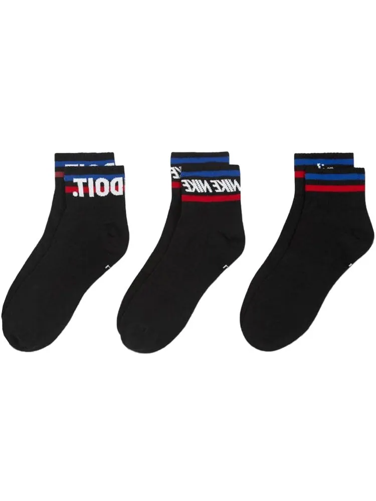 Носки Nike Athleisure Casual Sports Breathable Mid Tops Socks Couple Style 3 Pairs Black — изображение 2 из 6, черный