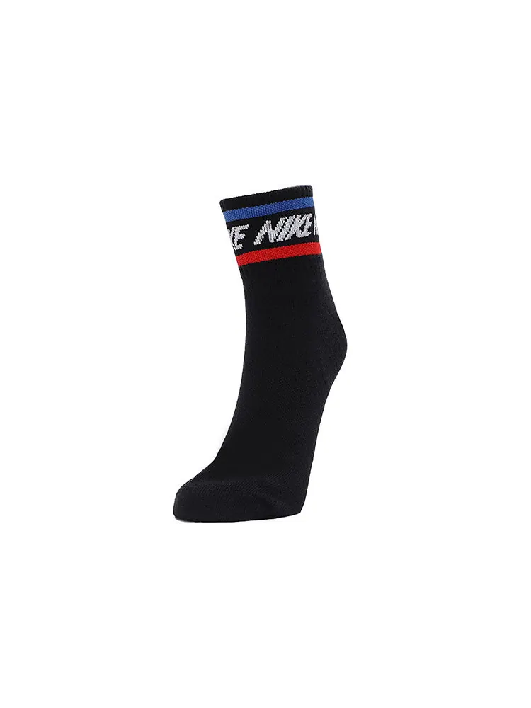 Носки Nike Athleisure Casual Sports Breathable Mid Tops Socks Couple Style 3 Pairs Black — изображение 5 из 6, черный
