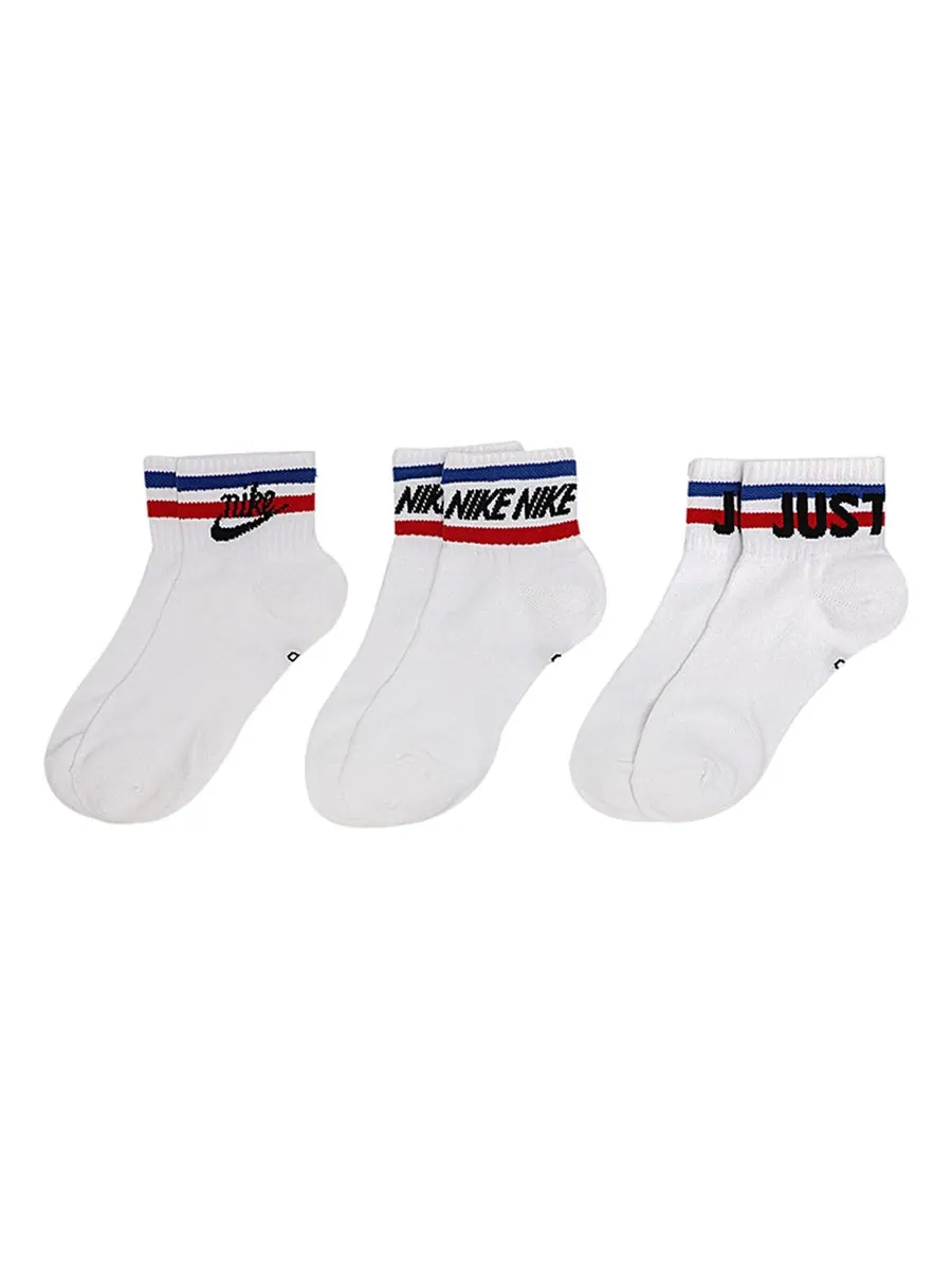 Носки Nike Athleisure Casual Sports Breathable Mid Tops Socks Couple Style 3 Pairs White — изображение 1 из 1, белый