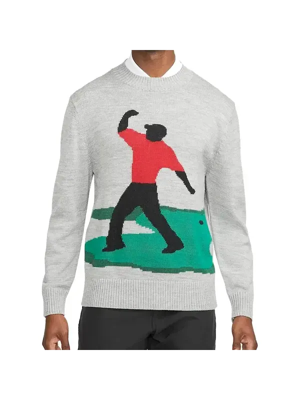 Свитер Nike Tiger Woods Knit Golf Crew Sweater 'Grey' — изображение 1 из 3, серый/мульти