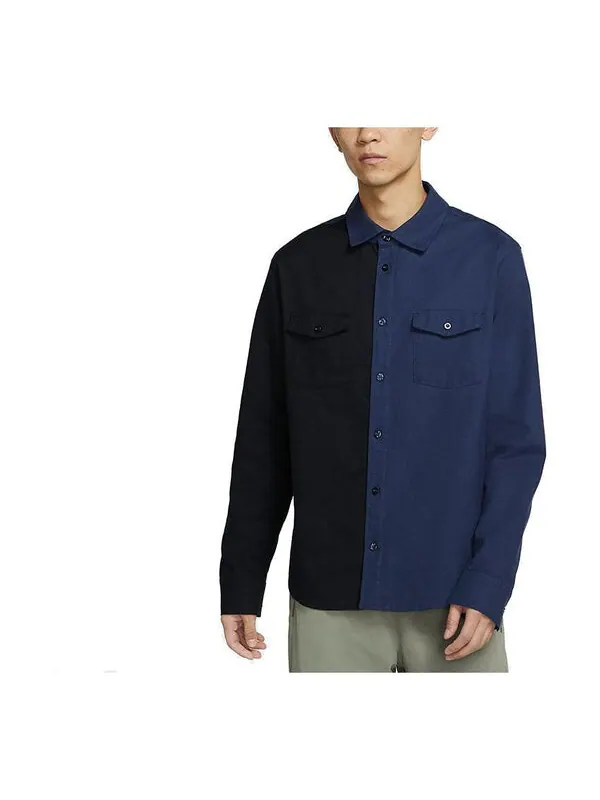 Рубашка sb skateboard flannel skateboard splicing long sleeves shirt navy blue Nike — изображение 1 из 3, темно-синий