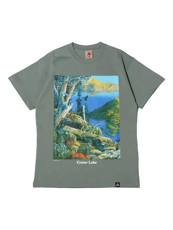 Футболка Nike ACG Crater Lake Sports Printing Pattern Round Collar Male Green — изображение 1 из 4, зеленый